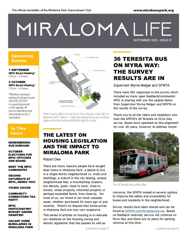 Miraloma Park Improvement Club Miraloma Life: September 2022